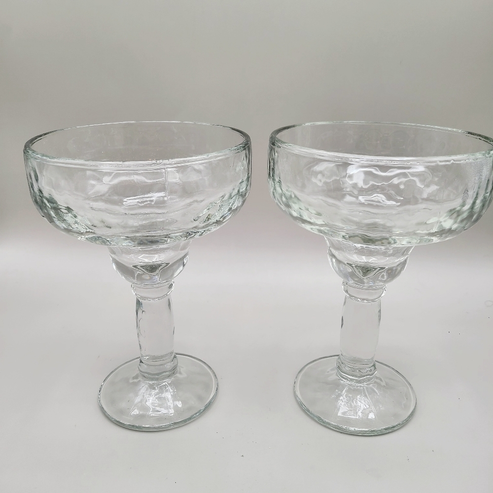 Elegant Clear Glass Margarita Glasses Set of 2